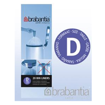 Brabantia Size D Waste-Bin Liners 15L (x20 Bags)
