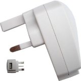 Brand New With 12 Months Warranty LUPO WHITE 3 PIN 1000mA USB Power Adapter Mains Charger UK wall plug for MP3 players, ipods, mobile phones, PDAs and Digital Cameras etc