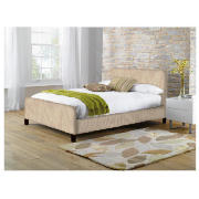 Fabric King Bed, Cream with Sealy