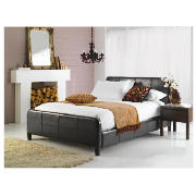 King Leather Bed, Black & Relyon Mattress