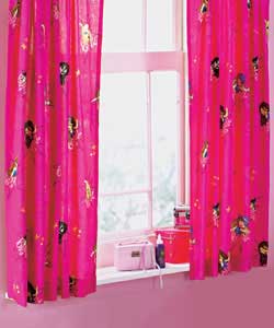 Bratz Musical Starz Pair of 66x54in Unlined Curtains - Pink