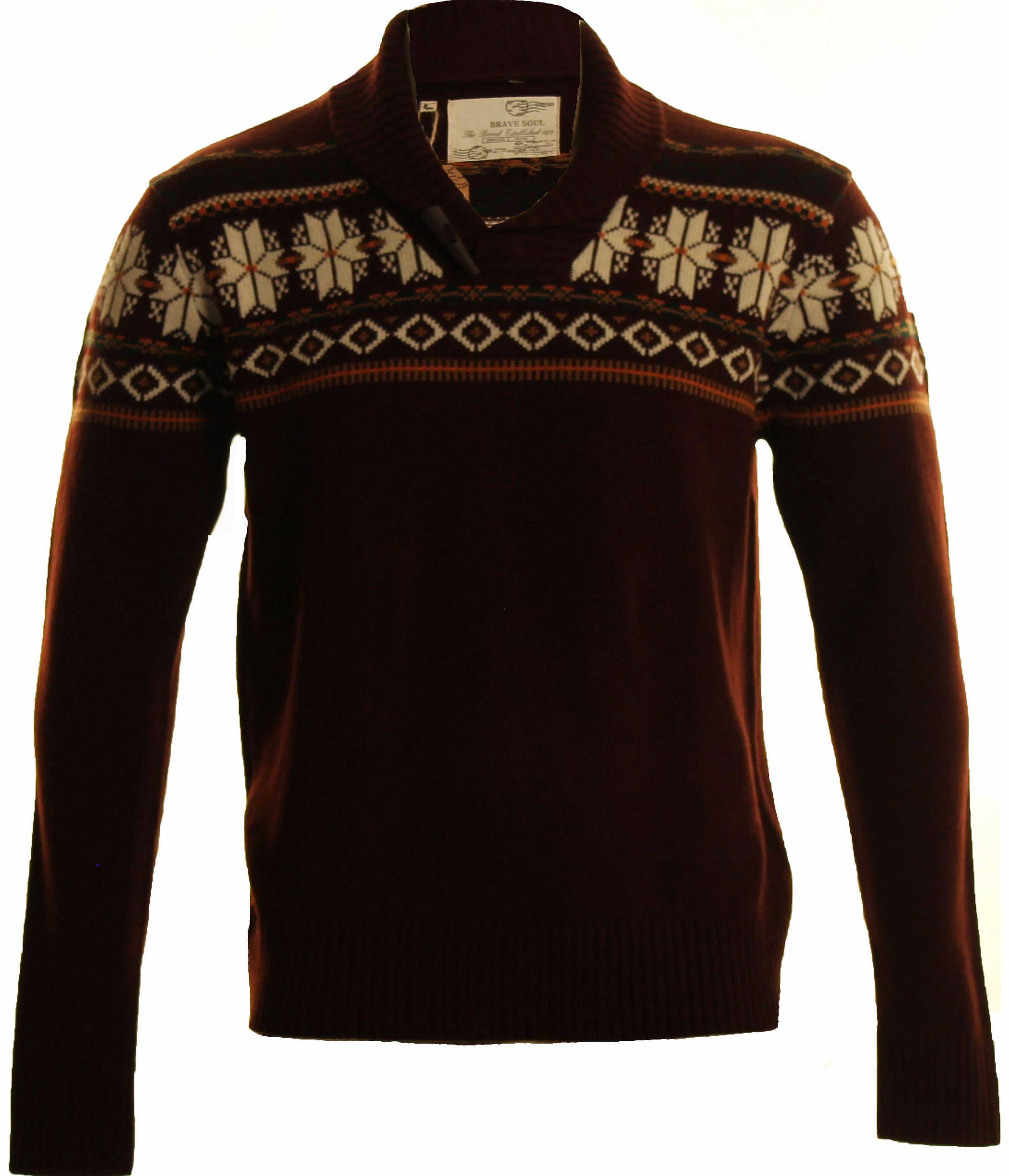 Brave Soul Mens Shawl Neck Jumper