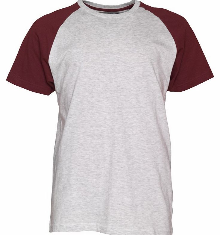 Bravesoul Mens Raglan T-Shirt Ecru Marl/Burgundy