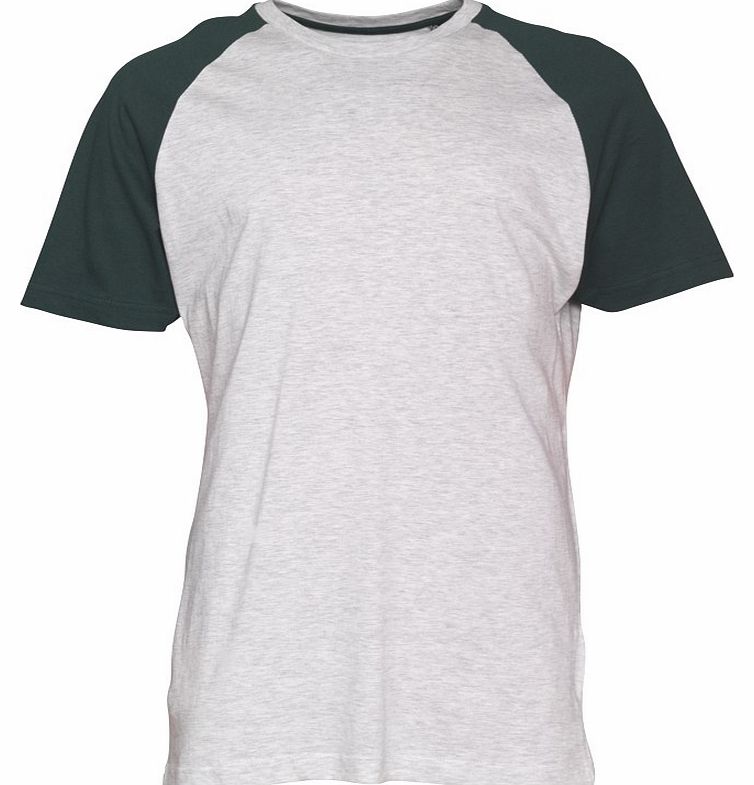 Mens Raglan T-Shirt Ecru Marl/Green