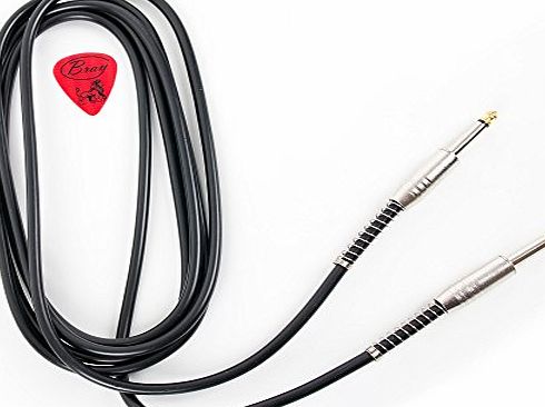 Bray Music Brays High Quality Straight Jack Black Phone To Phone Cable Electric Guitar Lead For Fender, Gibson, Yamaha, Ibanez, Rockburn, Lindo amp; Jaxville Guitars - Length: 3m (10ft) - Bonus Bray Pick