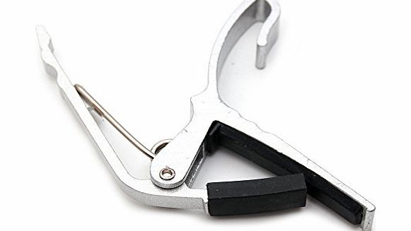 Silver Universal Trigger Clamp Guitar Capo With Rubber Padding For Gibson, Ibanez, Tanglewood, Yamaha amp; Fender Acoustic Guitars - Quick Release