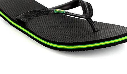 Brazilian Flip Mens Brazil Logo Beach Summer Brasil Holiday Sandals Flip Flops - Black - 5