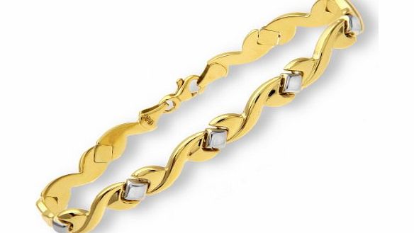 Bric-Link 9ct Yellow and White Gold Diamond and Kiss Shape Bracelet of 18.4cm