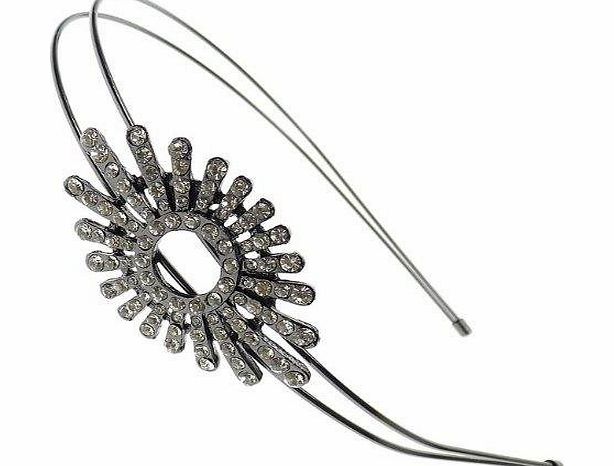Bridal Wedding Accessories.co.uk Black Firework Design Diamante Hair Head Band - Free Gift Pouch / Box - HB0094