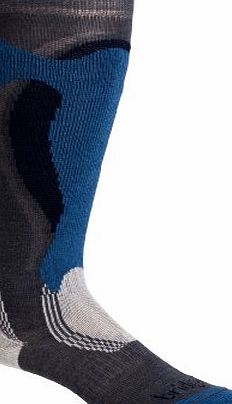 Bridgedale Ski Mens Midweight Control Fit Sock - Gunmetal/Storm Blue, Size 6-8.5