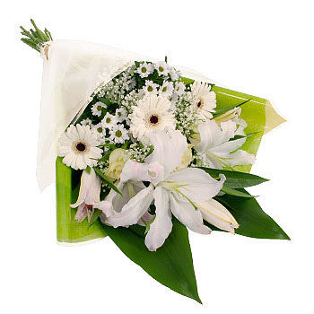 White Gift Wrap - flowers