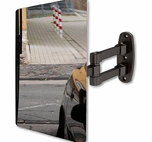 Garage Mirror 300 x 400 mm Metal with Sturdy and Practical Aluminium Bracket / Helps When Parking and Driving Away Perfect wall distance adjustment