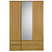 3 door 4 drawer Wardrobe, Light Oak