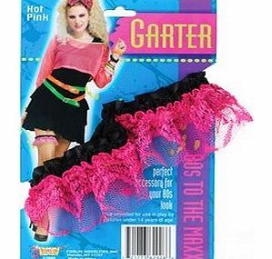 2 X NEW NEON PINK LACE GARTER NU RAVE 80S DISCO WEAR