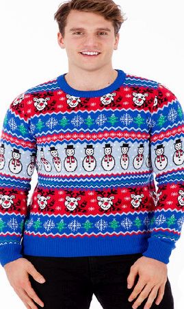 British Christmas Jumpers Unisex Blue Retro Comic Christmas Jumper from