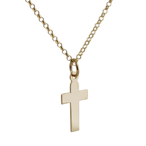 9ct Yellow Gold flat Cross and a Round Belcher