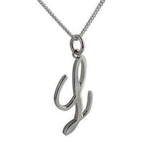 British Jewellery Workshops Sterling silver inital L pendant with a Curb chain