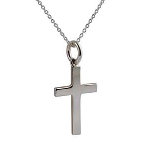 British Jewellery Workshops Sterling Silver Plain Solid Block cross with a