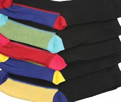 Britwear 10 pairs of Kids Boys Chain Store Cotton Rich Design Coloured Heel amp; Toe Socks Sock Size:4 - 7 Colour:Assorted