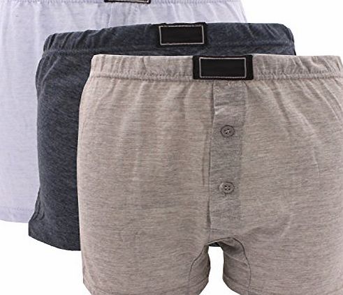 Britwear 3 x Boy Kid Children Natural Cotton Rich Boxer Short Jersey Button Fly Underwear Size:12-13 Years Main Colour:Assorted Plain