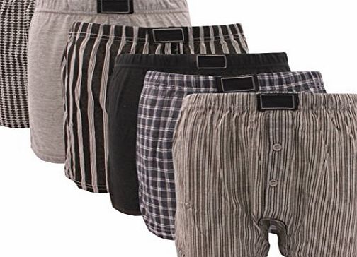 6 x BRITWEAR Mens Button Fly Jersey Boxer Shorts Natural Cotton Rich Boxers UnderwearColour:Pattern / Design