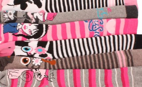 Britwear 6 x Girls Kids Children Wellington Welly Animal Print Thermal Warm Long Socks Sock Size:UK 9-12