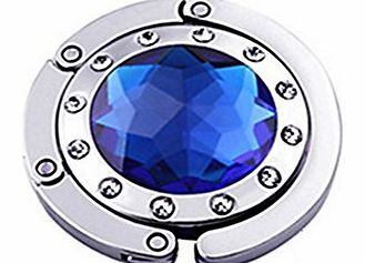 Broadfashion Colorful Diamond Crystal Folding Purse Handbag Hook Hanger Holder (Sapphire Blue)