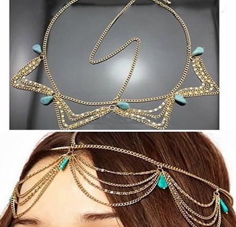 Broadfashion Fashion Gothic Women Ladies Crown Rhinstone Head Chain Headpiece Headdress Headwrap Hair Chain Jewelry