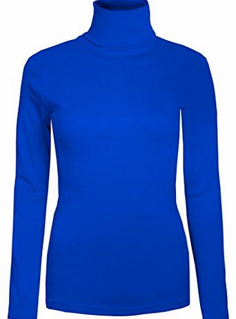 Womens Roll Necks Ladies Polo Neck Tops Exclusively By Brody & Co. Plain Winter Ski Quality Stretch Jersey Cotton (L 14, Royal Blue)