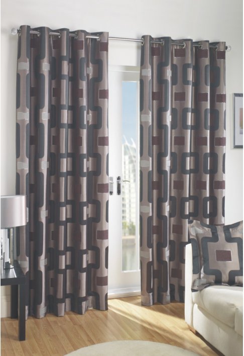 Brooklyn Chocolate Lined Eyelet Curtains