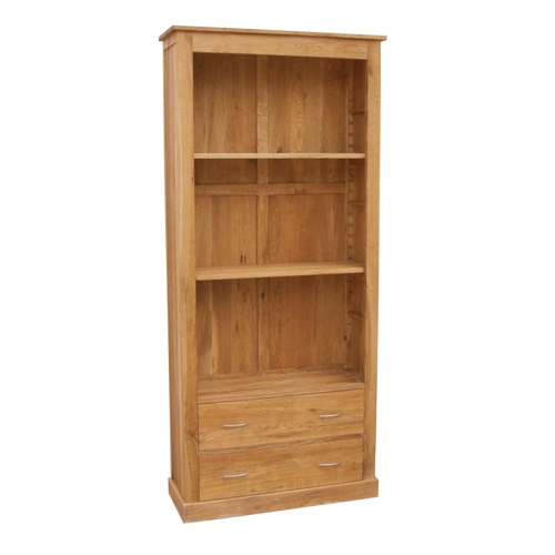 Contemporary Oak 2 Drawer Tall Bookcase