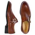Brunori Brown Italian Leather Monk Strap Shoes