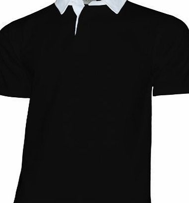 Mens Short Sleeve Rugby Shirts (Black, M)
