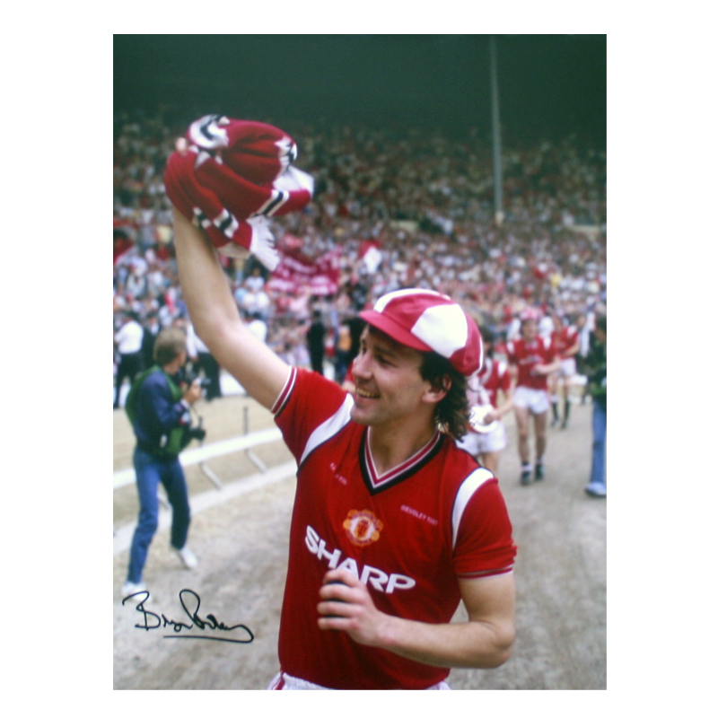 bryan Robson Signed Manchester United Photo: 1985 FA Cup Winner