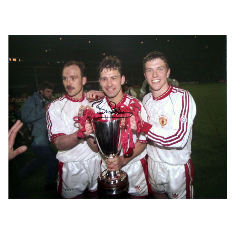 Robson Signed Manchester United Photo: 1991 European Cup Winners Cup