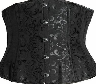 Bslingerie Womens Black Brocade Lace Up Back Underbust Boned Corset Size: UK 12-14 (L)