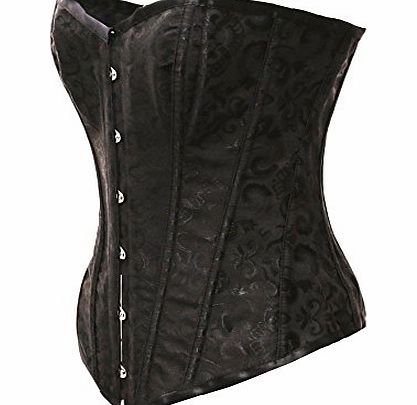 Bslingerie Womens Waist Cincher Boned Corset With Brocade (UK 16-18 (XXL), Black)