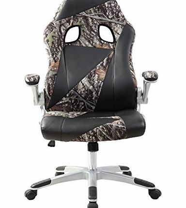 BTM Exclusive Cool Gaming Swivel Office Chair Sport Camo Racer Chair Black Ergonomic Tilt Function Leather Padded Chair (Pink)