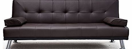 Venice Faux Leather Sofa Suite Sette Sofabed with Chrome Feet (Brown)