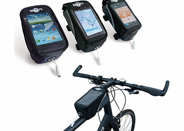 BTR MEDIUM BLACK Bicycle Top Tube Frame Cycling Pannier Bike Bag amp; Mobile Phone Holder / Mount - Water Resistant