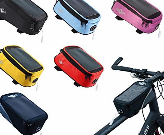 BTR PINK Bicycle Top Tube Frame Cycling Pannier Bike Bag amp; Mobile Phone Holder / Mount - Water Resistant