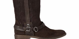 Bullboxer Brown suede knitted ankle boots