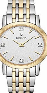 Bulova Diamond Gallery Womens Quartz Watch with Silver Dial Analogue Display and Two Tone Stainless Steel Bracelet 98P115