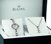 Bulova Ladies Silver Crystal Box Set