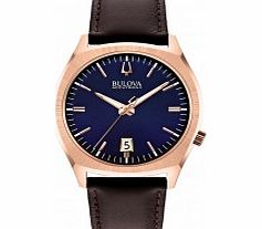 Bulova Mens BA II Dark Brown Leather Strap Watch