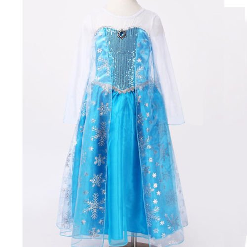 Disneys Frozen Queen Elsa Syle Girls Princess Fancy Dress Costume Party Outfit WITH FREE CROWN AND WAND(4-5 years)