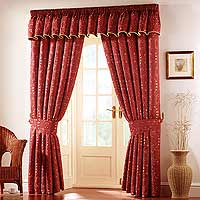 Burlington Jacquard Curtains Ready Made Curtain Lined Red 229x183cm