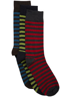 3 Pack Navy Mix Stripe Socks