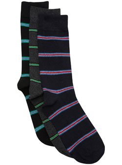 3 Pack Thin Multi Stripe Socks