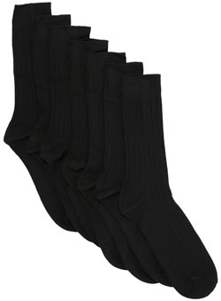 7PK Black Rib Socks